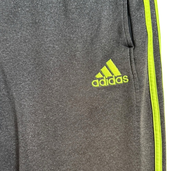 Men’s Large Adidas Sweatpants – Gray with Neon Yellow Stripes - Picture 2 of 5